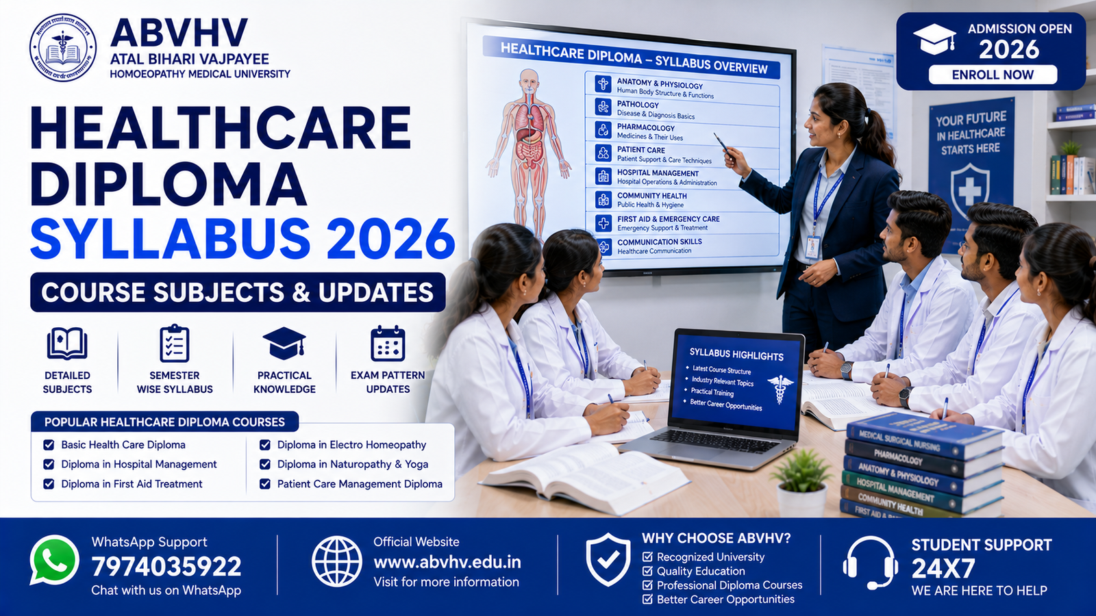 Healthcare Diploma Syllabus 2026 Healthcare Diploma Subjects ABVHV Healthcare Courses Healthcare Students India Medical Diploma Syllabus Healthcare Exam Preparation Diploma Course Subjects Healthcare Education India