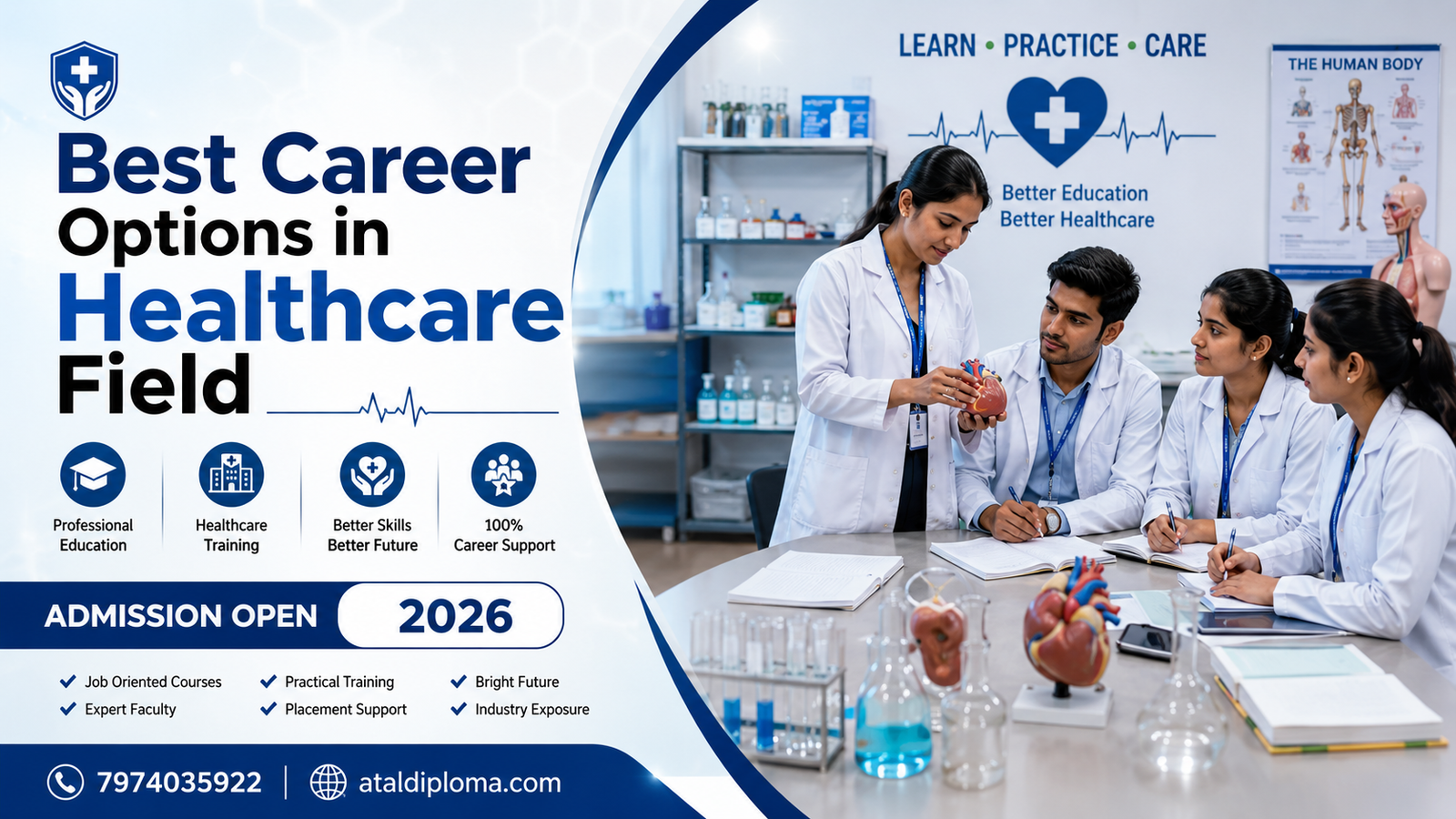 Best Career Options in Healthcare Field Healthcare Diploma Admission 2026 Healthcare Career Opportunities India Indian Healthcare Students Healthcare Training Institute Medical Diploma Courses India Healthcare Jobs India ABVHV Healthcare Courses