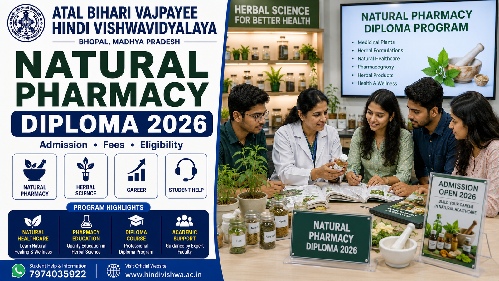 Atal Bihari Vajpayee Hindi Vishwavidyalaya Natural Pharmacy Diploma 2026