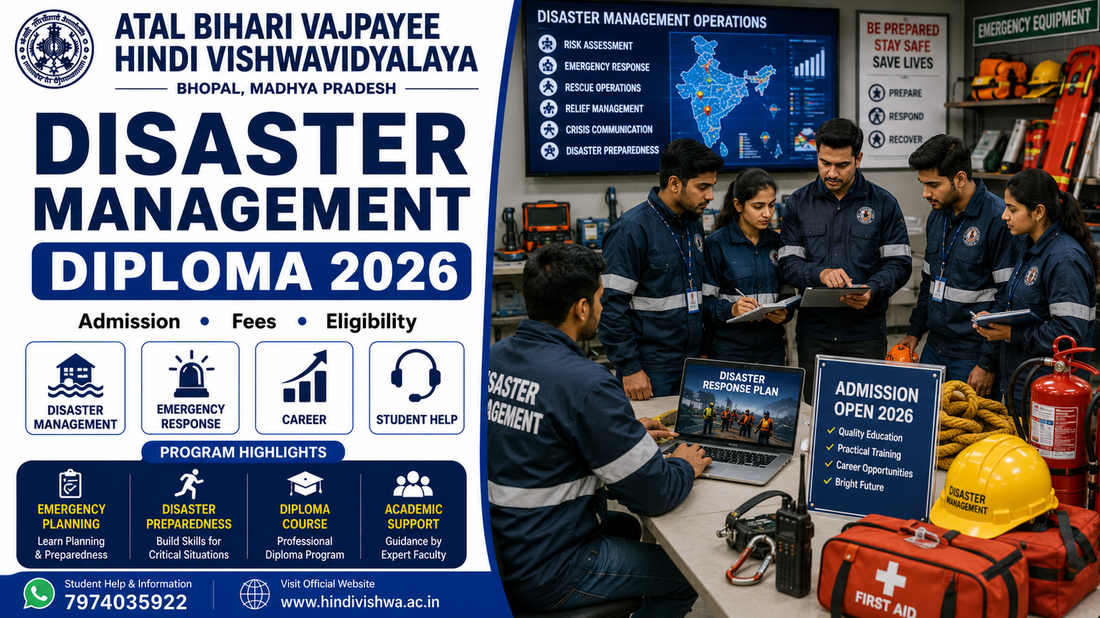 Atal Bihari Vajpayee Hindi Vishwavidyalaya Disaster Management Diploma 2026