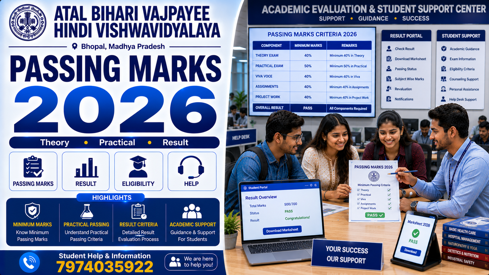 Atal Bihari Vajpayee Hindi Vishwavidyalaya Passing Marks 2026