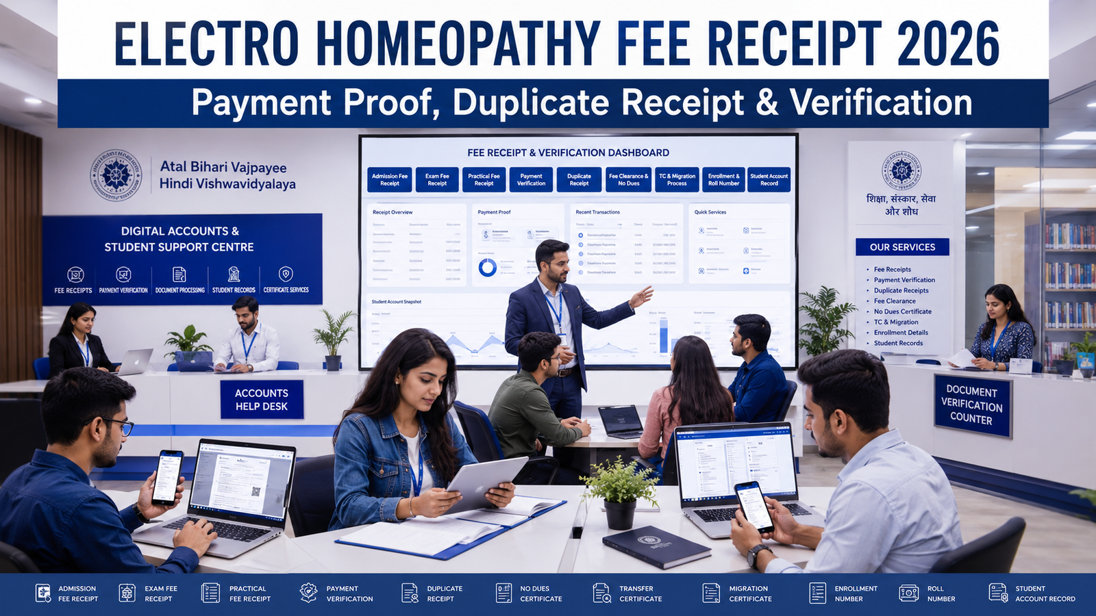 Atal Bihari Vajpayee Hindi Vishwavidyalaya Electro Homeopathy Fee Receipt 2026 payment proof duplicate receipt verification