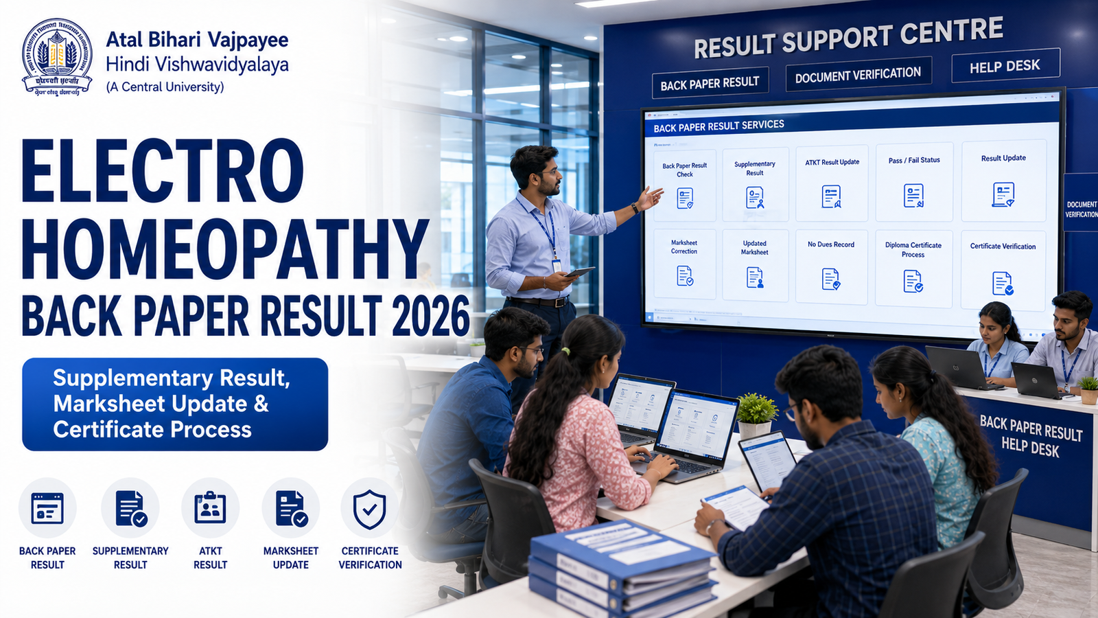 Atal Bihari Vajpayee Hindi Vishwavidyalaya Electro Homeopathy Student Record Verification 2026 enrollment result marksheet certificate