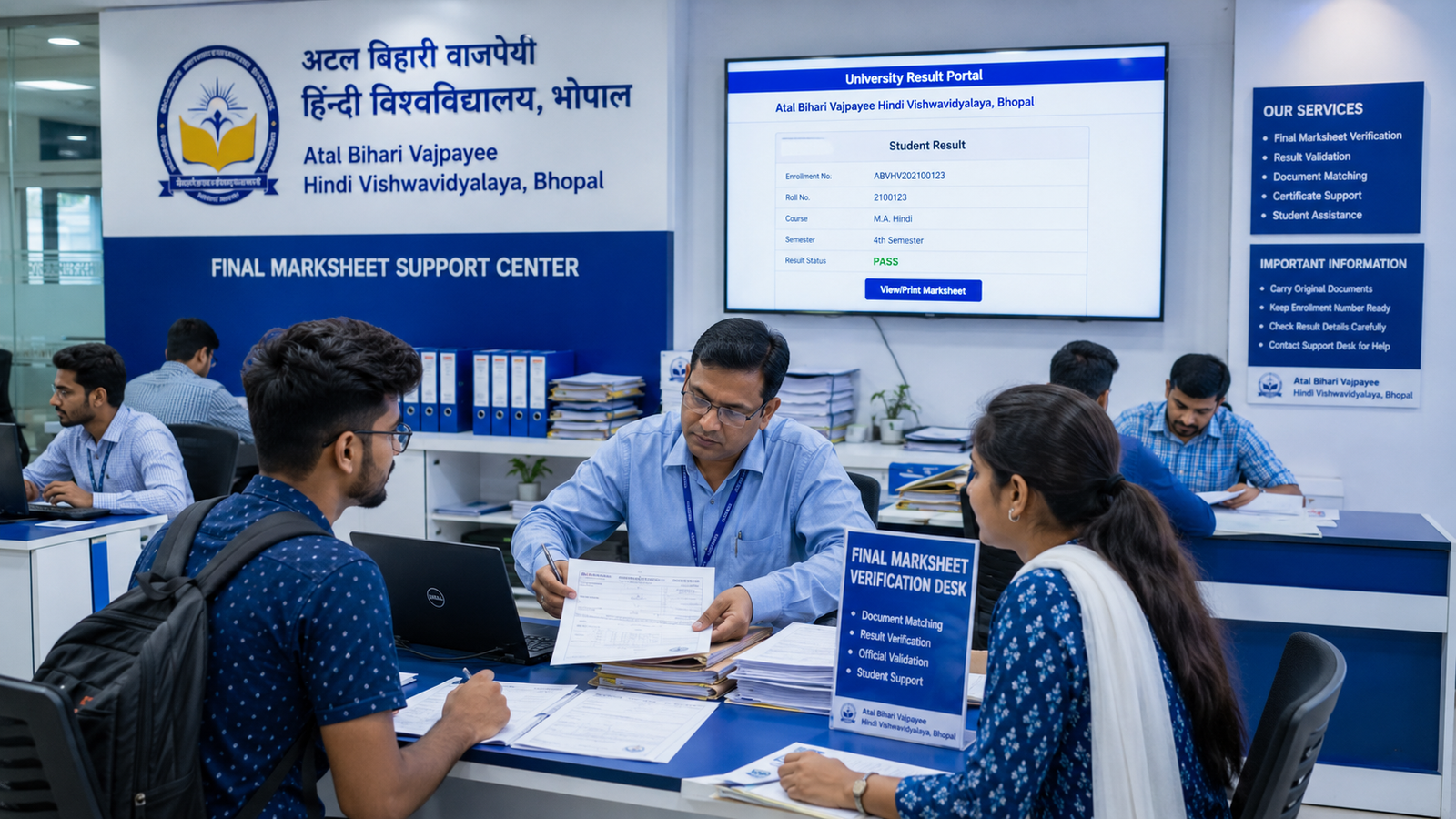 Atal Bihari Vajpayee Hindi Vishwavidyalaya Diploma and PG Diploma Address Correction 2026 student record books marksheet certificate courier update
