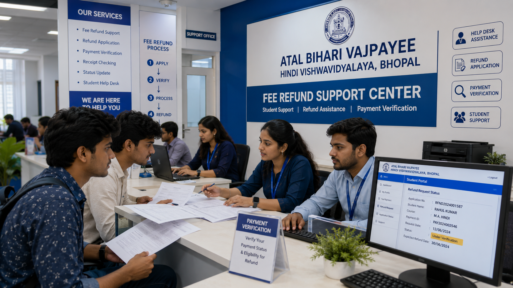 Atal Bihari Vajpayee Hindi Vishwavidyalaya Diploma and PG Diploma Fee Payment Receipt Verification 2026 transaction status pending payment correction refund