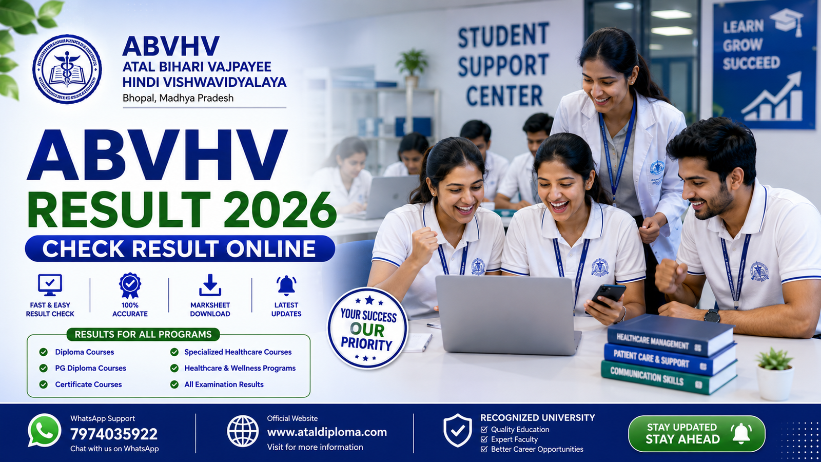 ABVHV Result 2026 Atal Bihari Vajpayee Hindi Vishwavidyalaya Result ABVHV Diploma Result ABVHV Result Check ABVHV Marksheet ABVHV Student Result ABVHV Result Download ABVHV Exam Result