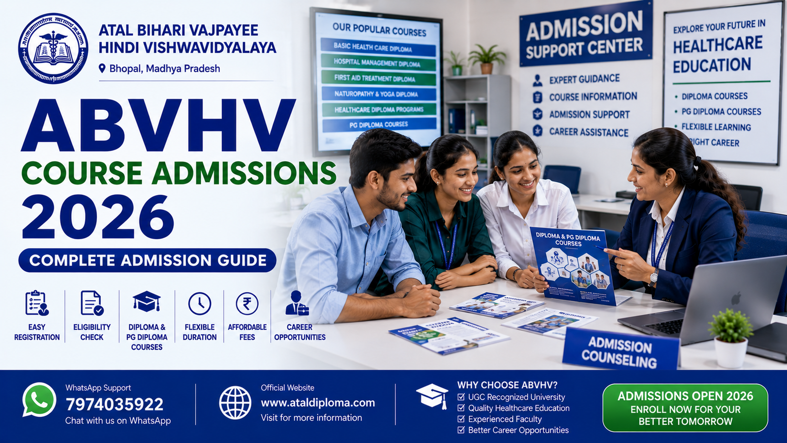 Atal Bihari Vajpayee Hindi Vishwavidyalaya Course Admissions 2026