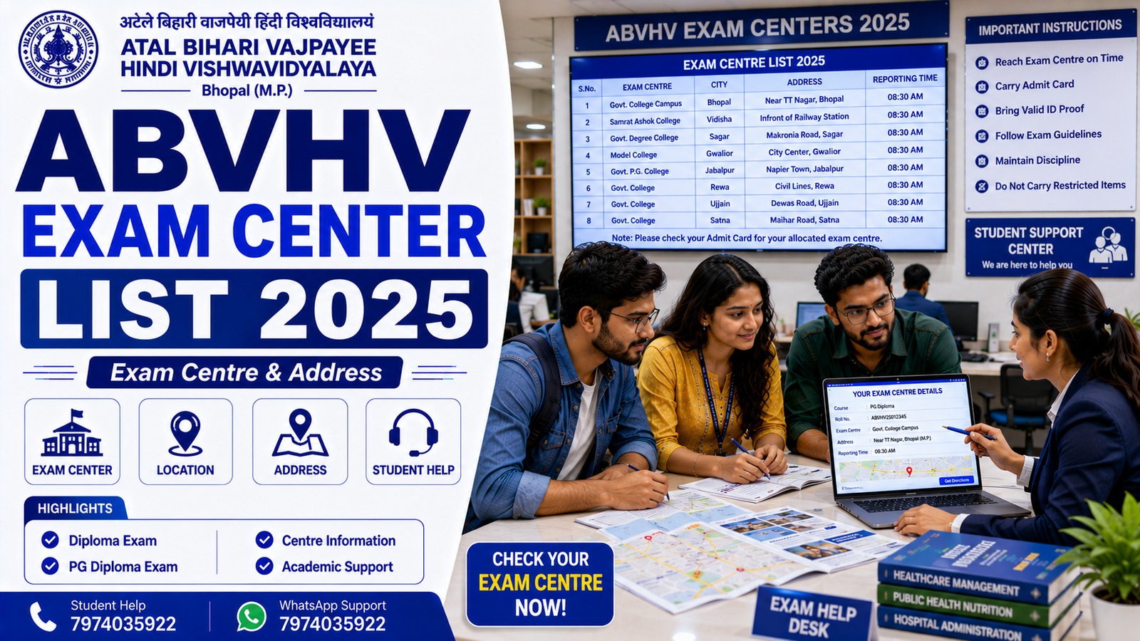 ABVHV Exam Center List 2025 Diploma PG Diploma Exam Centre Information